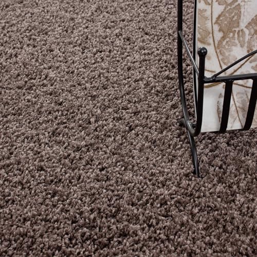 Teppiche Hochflor Shaggy für Wohnzimmer, Esszimmer. Gästezimmer mit 3 cm Florhöhe. Einfarbig Shaggy Teppiche OEKOTEX zertifizierte Teppiche. Cream Braun Lila Rot Anthrazit Taupe Mocca. Verschiedene Farben und Größe 1500, Maße:60×110 cm, Farbe:Taupe - 5