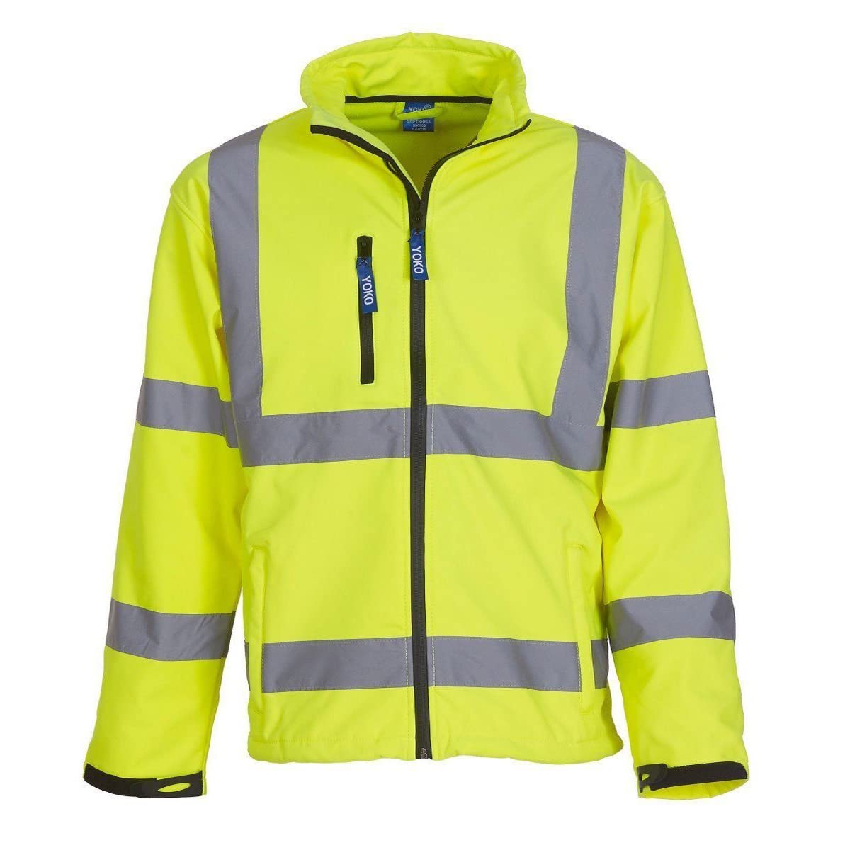 Yoko - Chaqueta reflectante de trabajo Softshell para hombre (Paquete de 2) (XL) (Naranja/Azul Marino Fluorescente)