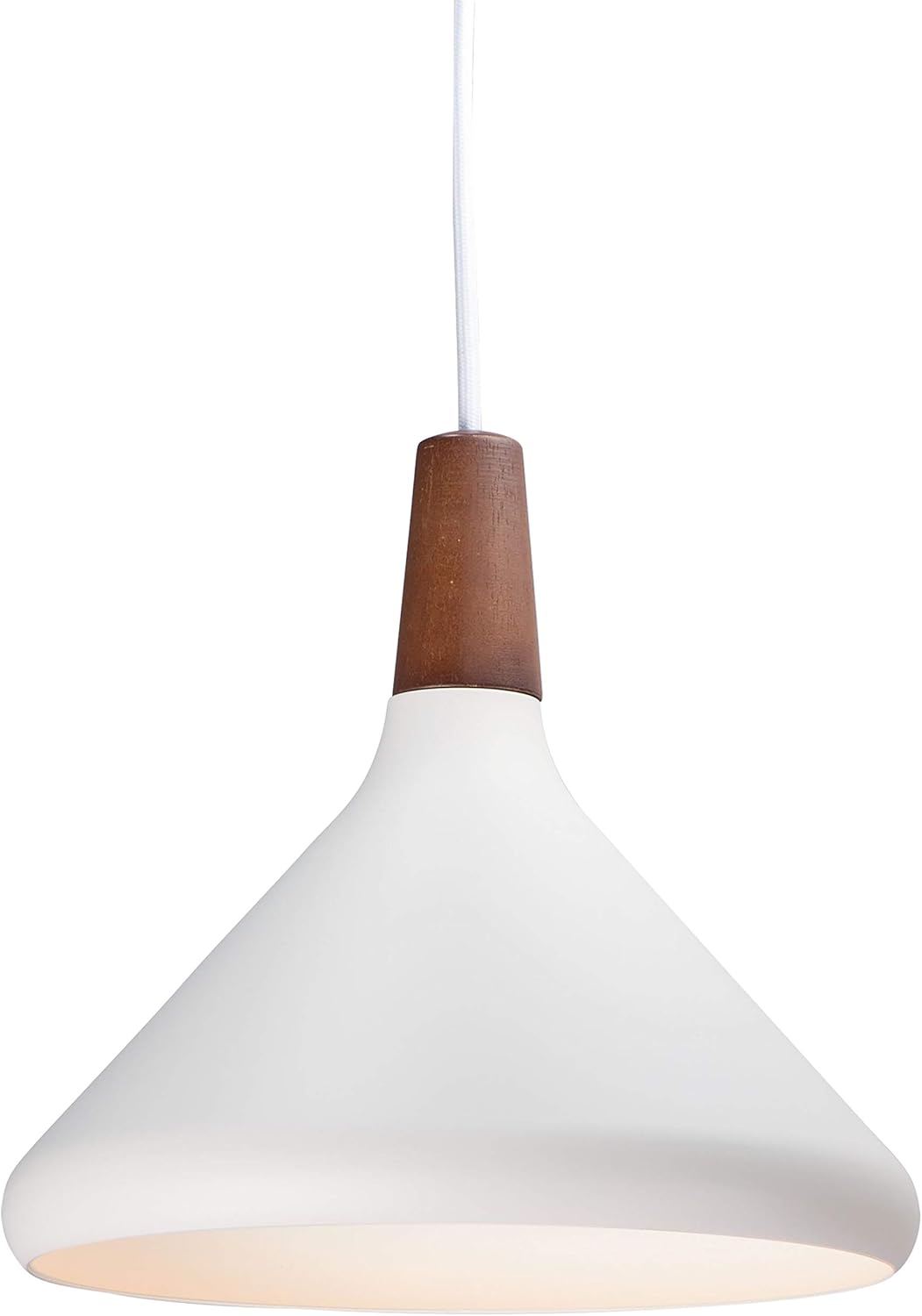 Onе-Dау Sаlе: Uр tо 70% оƒƒ Amazon Brand – Rivet Modern Wood Scandinavian-Inspired Ceiling Pendant Fixture with Light Bulb - 15.25 x 15.25 x 9 Inches, White Metal with Walnut Finish