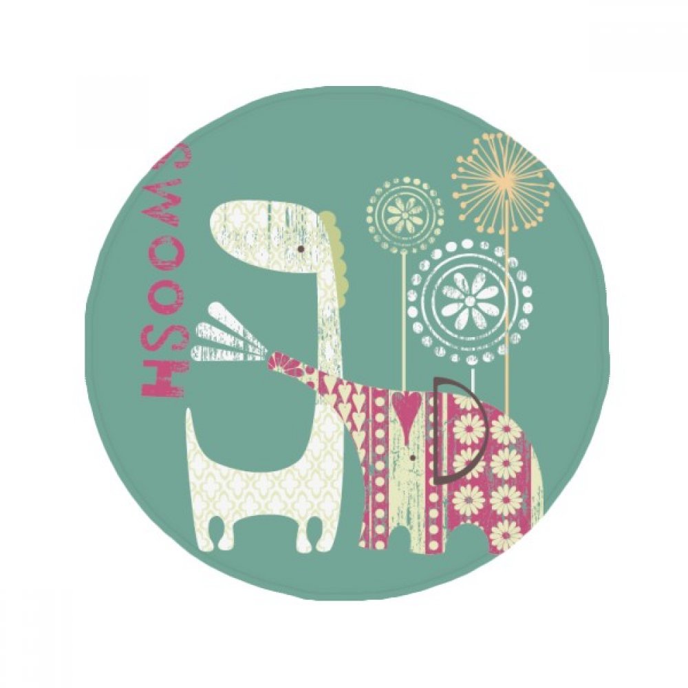 Tapis de sol animal girafe éléphant rond 80cm multicolore anti-dérapant pour chambre et salon