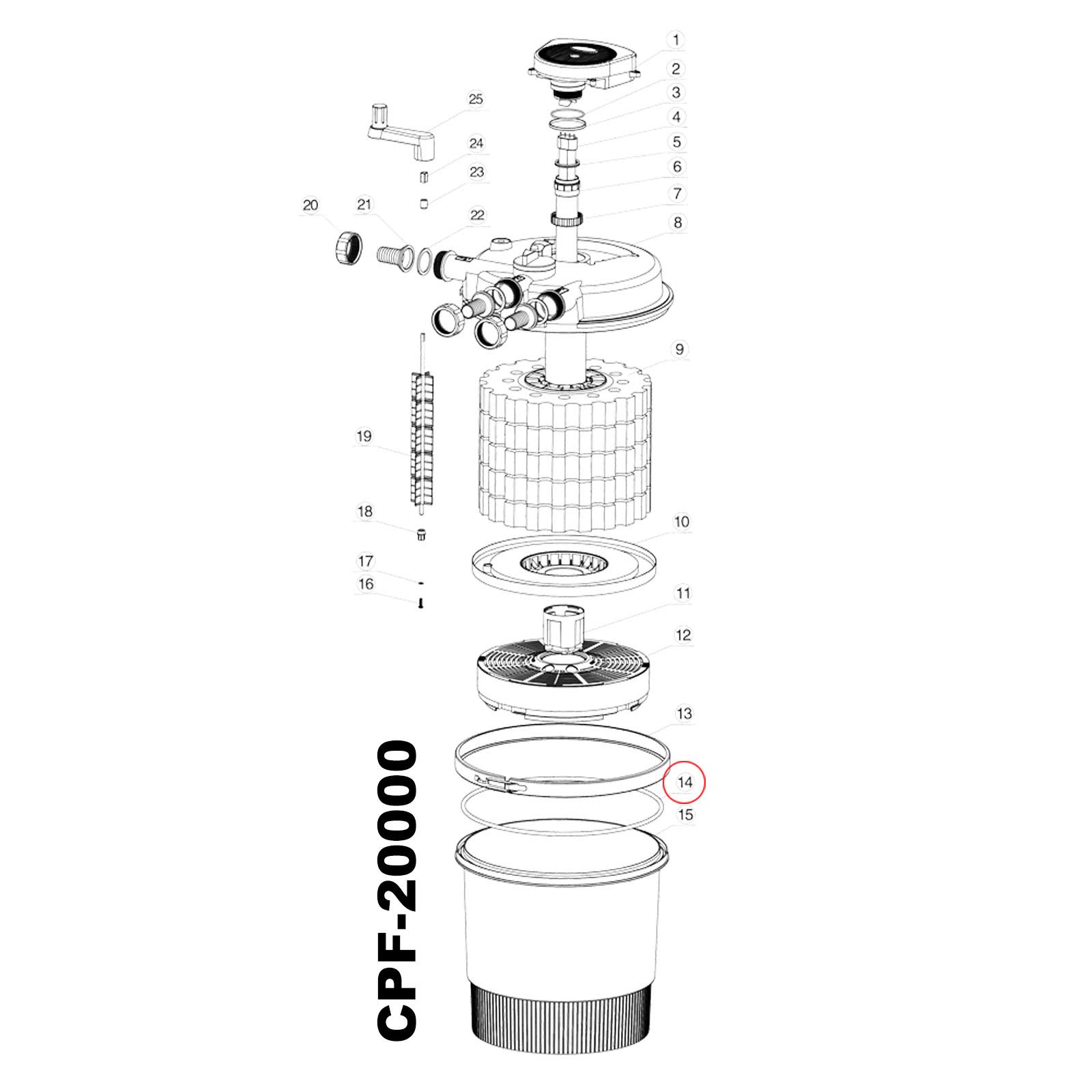 SunSun część zamienna do ciśnieniowego filtra do oczka wodnego CPF-20000/50000 O-ring 421 x 7,5 mm, ciśnieniowy filtr do oczka wodnego z lampą UVC, wydajny system filtracyjny do oczka wodnego