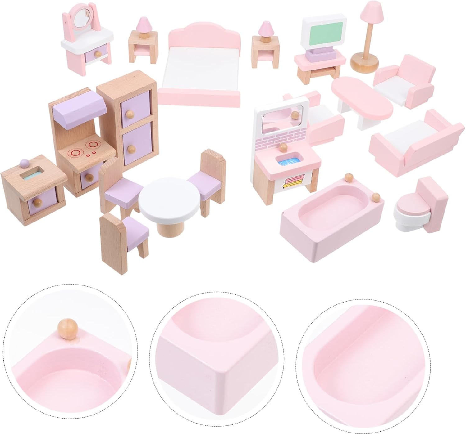 SUPVOX 22Pcs Miniature Furniture for Dollhouses Realistic Bedroom Living Room Kitchen and Bathroom Accessories Pretend Play for Miniature Dollhouse Enthusiasts