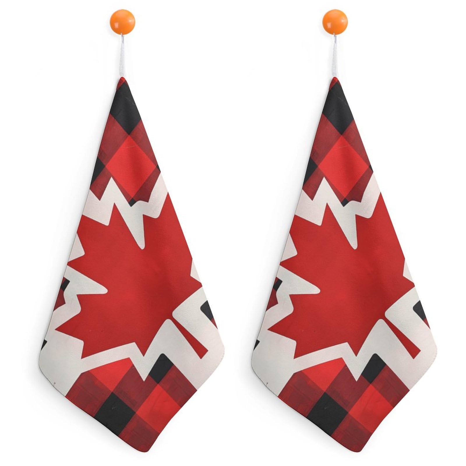 CGSBNGHA Canadian Flag Farm Buffalo Plaid Hand Towel Hanging Face Towels Cleaning Cloths Handkerchief for Bathroom Kitchen