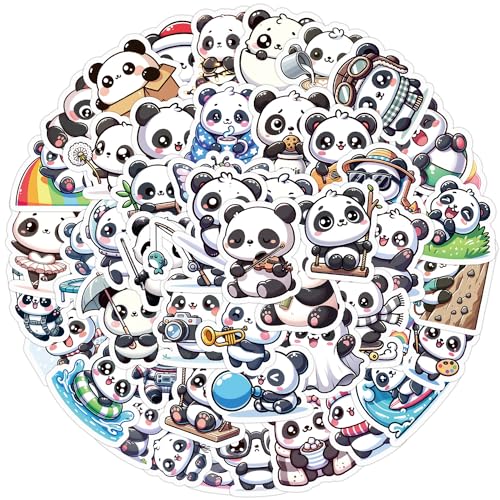 Autocollant 50 Stickers Panda Mignon de Vent Pack Tasse d'eau Autocollant décoratif d'ordinateur imperméable à l'eau Creative Cartoon Handbook Stickers