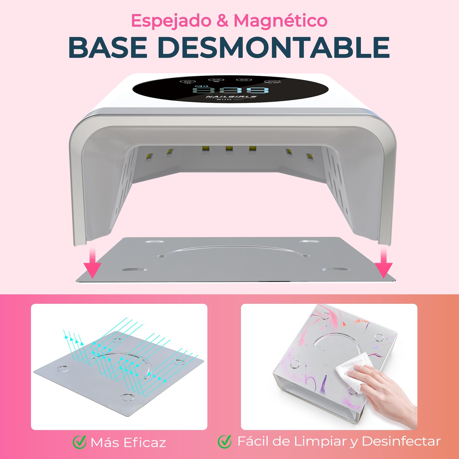 NAILGIRLS Lámpara LED UV recargable, secador de uñas inalámbrico de 150 W para gel y esmalte regular, secador LED de gel de curado de esmalte de uñas con 4 ajustes de temporizador, sensor automático