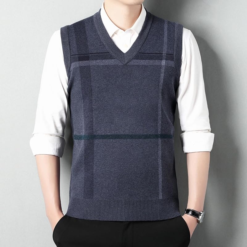 Men'S Pullover Vest,Middle-Age Business Casual Knit Waistcoat,Sleeveless Vest 5