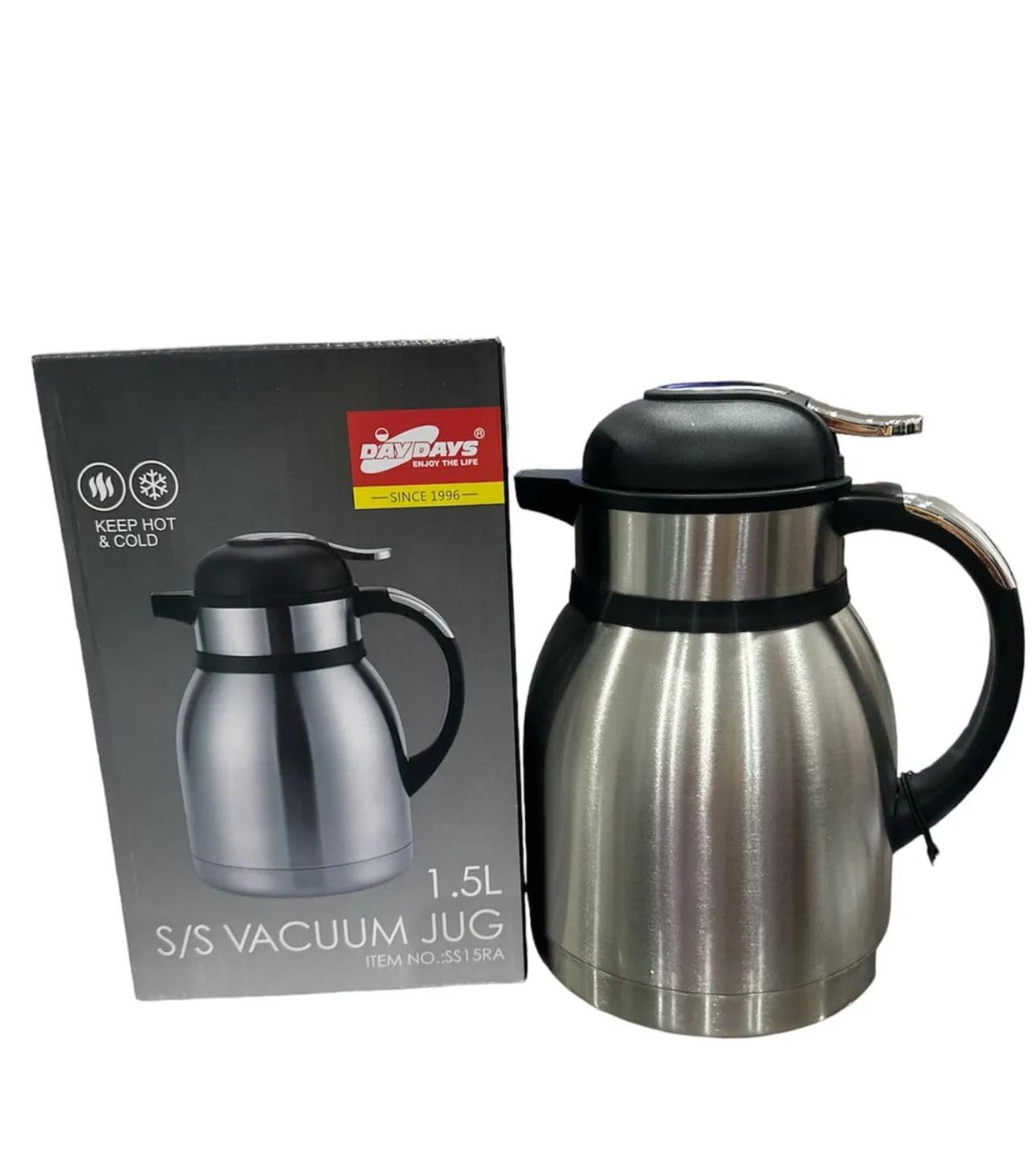 1.5l Hot Tea Coffee Drinks Vacuum Flask Jug Pump Lit Stainless Steel Airpot