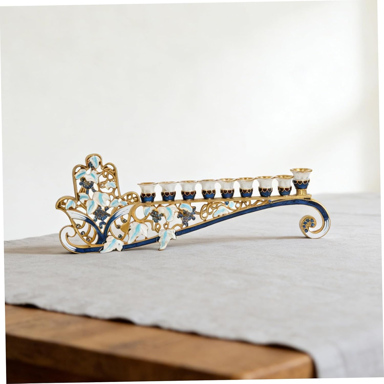 Hanukkah Menorah 9 Branch Zinc Alloy Candle Holder for Home