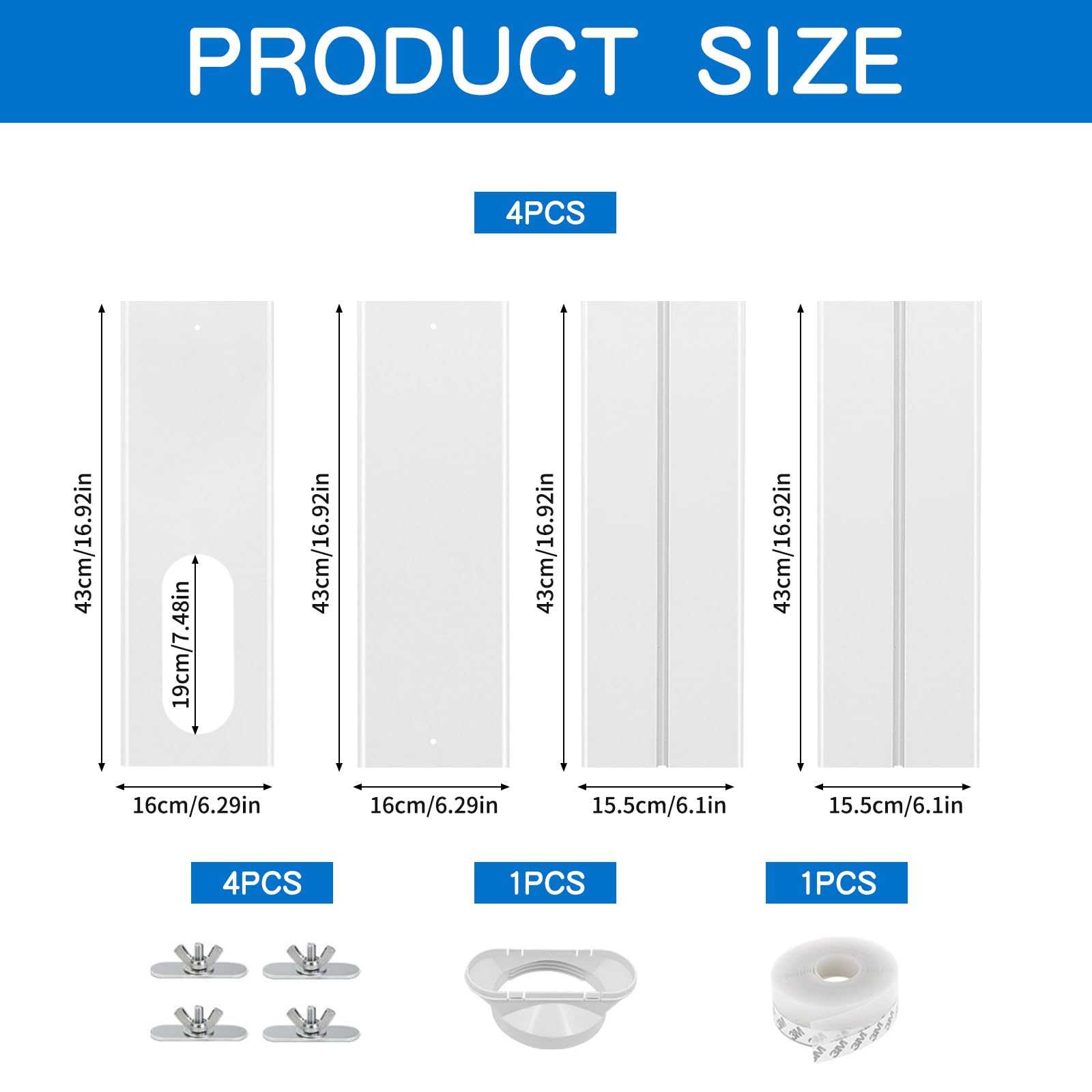 Joint de Fenêtre de Climatiseur,4 Pièces Kit de Ventilation de Fenêtre 43-140cm,Joint de Fenêtre de Climatisation,Kit d'Évent de Fenêtre de Climatiseur Portable,pour Climatiseur Mobile