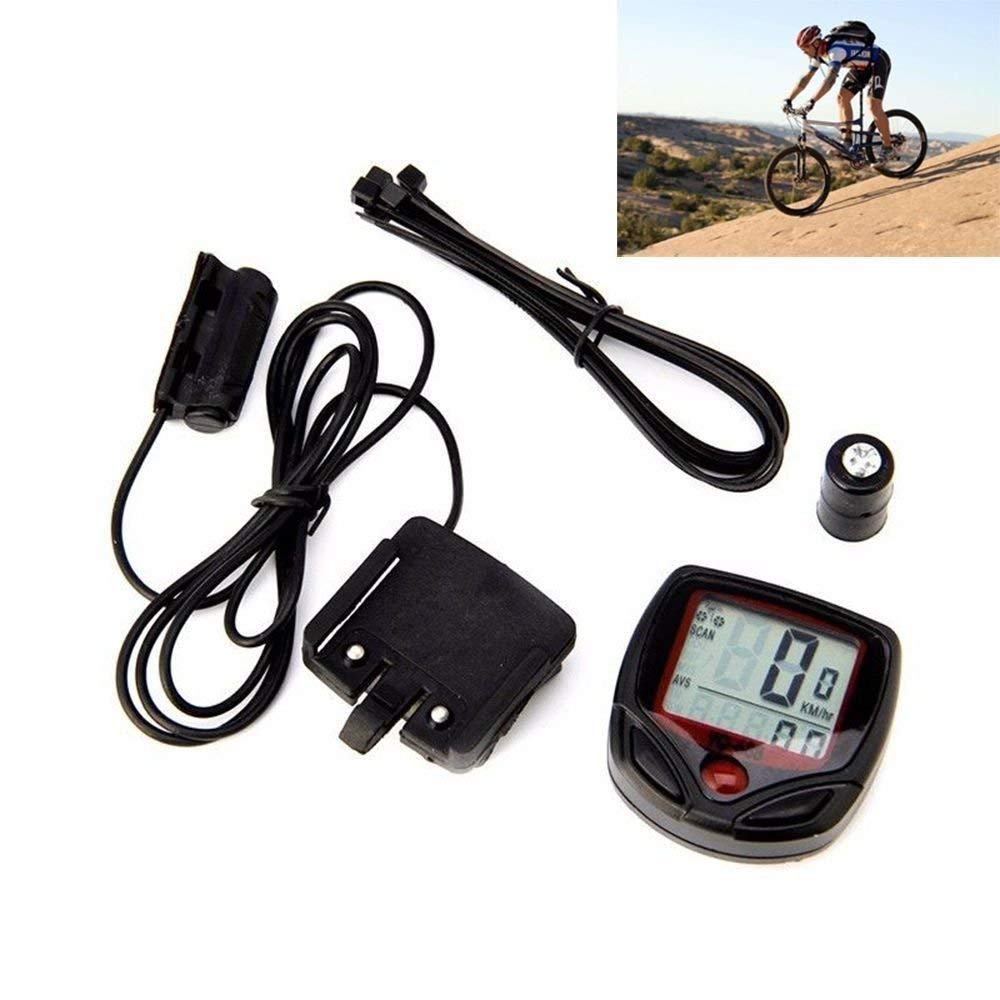 Smitex Elasticated Nylon and Rubber Material Bicycle Computer Leisure 14-Functions Waterproof Cycling Odometer Speedometer Bike Computers with LCD Display, Red 2