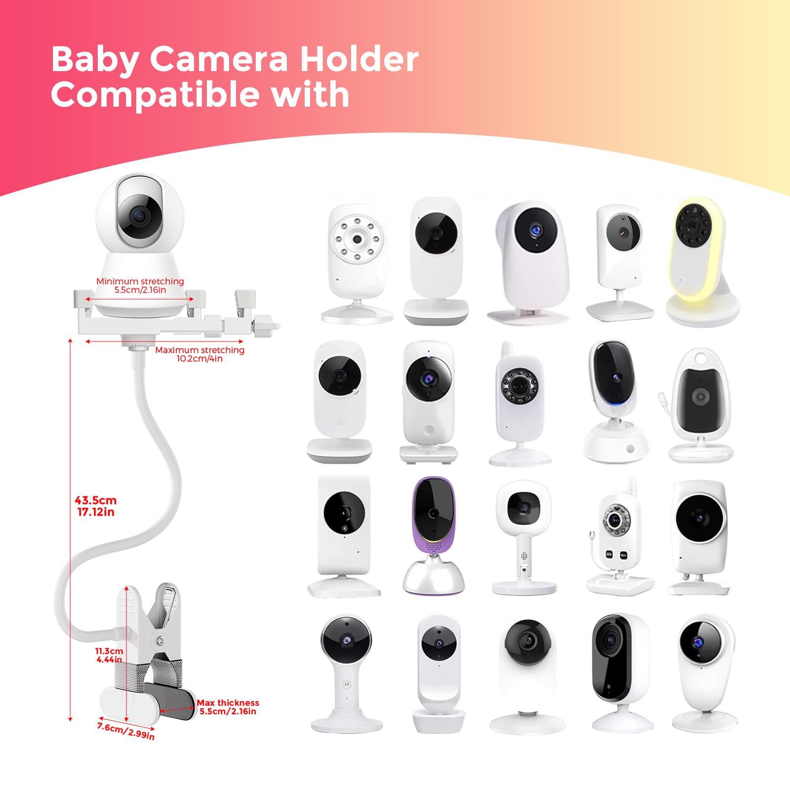 Support de moniteur pour bébé compatible avec VTech VM924/901/928HD/5263/5755/5764HD/7764HD/5766/5263/BM5254/RM5755HD/Leapfrog LF920HD/RM7768HD/LF815HD/LF17768HD/LF17. 26 FHD / Caméras LF2413 - 3