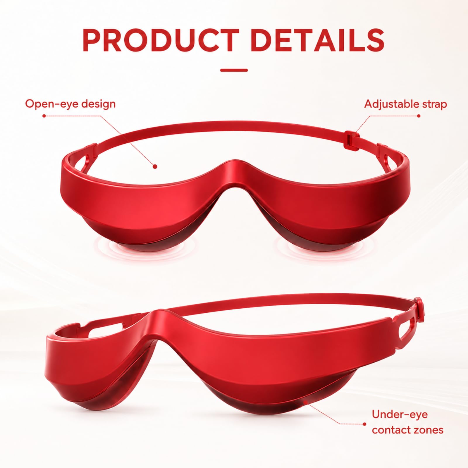 Appareil de beauté EMS portable, masseur des yeux à lumière rouge LED, appareil de soins des yeux mains libres flexible et confortable, outil de soins des yeux portable, adapté pour les soins