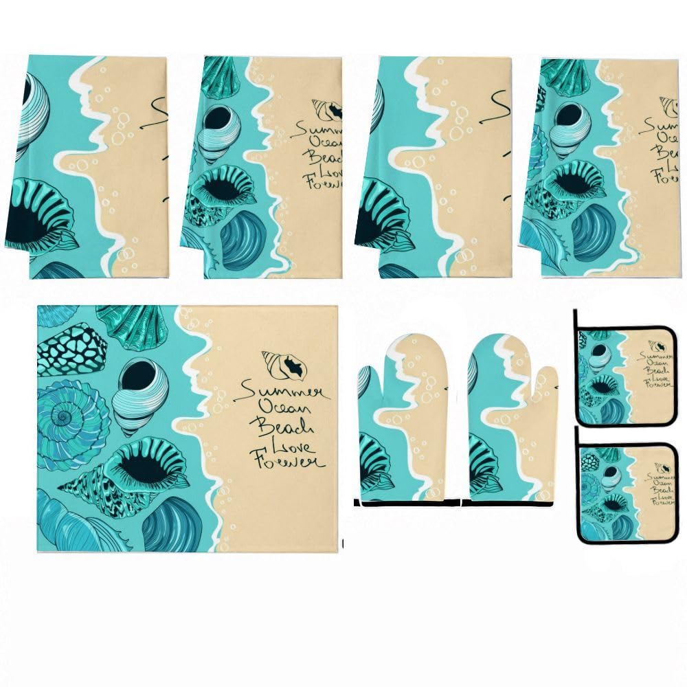 9PCS Ocean Seashell Art Cucina Decor e Accessori Set
