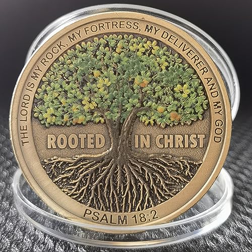 rooted in christ the lord is my rock my fortress my deliverer faith-based christian challenge coin bible verse gift single coin