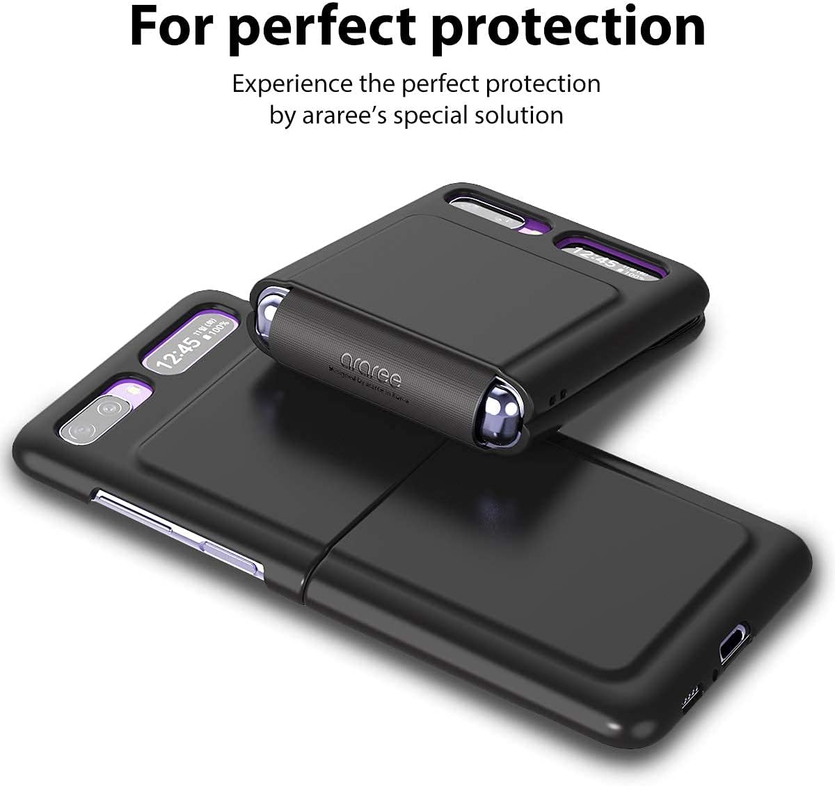 araree AERO Flex Black Rugged Stylish Cover Compatible with 2020 Samsung Galaxy Z Flip Unique Hinge Full Protective (TPU) with Hard Protective Body(PC) Case