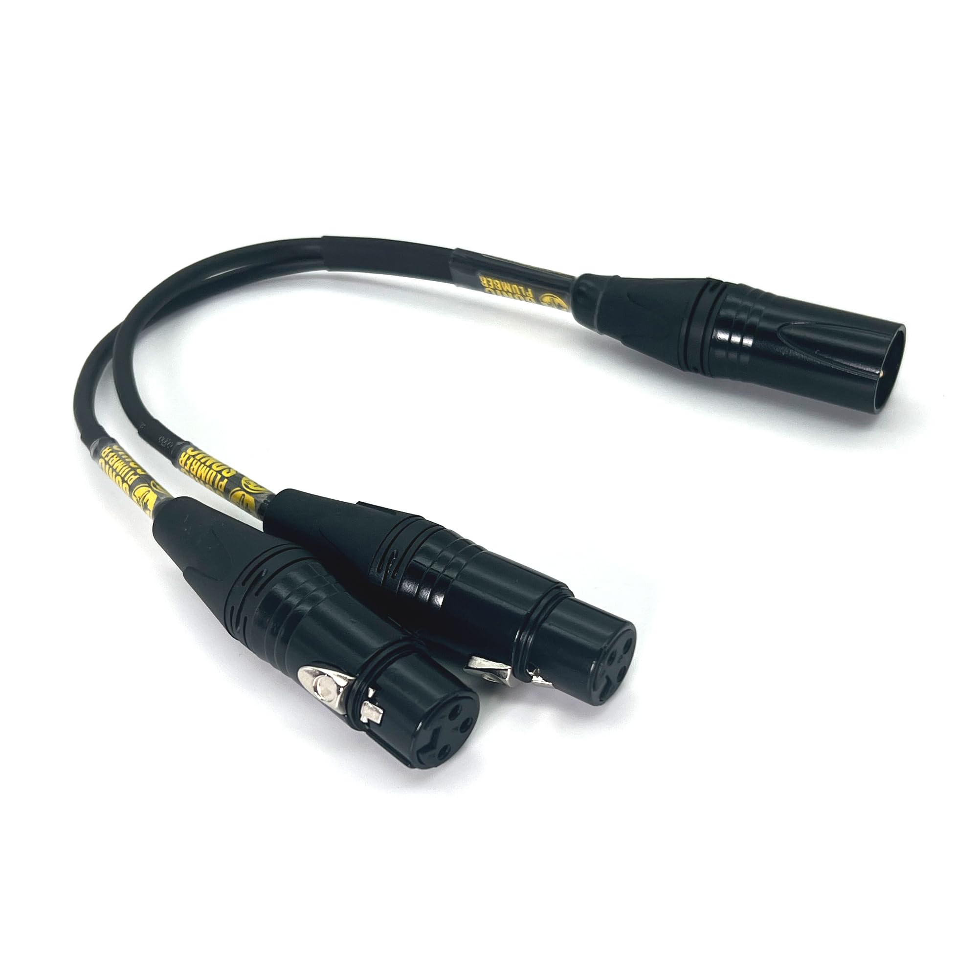 Black and Gold Twin XLR Female to XLR Male Y Cable-image-2