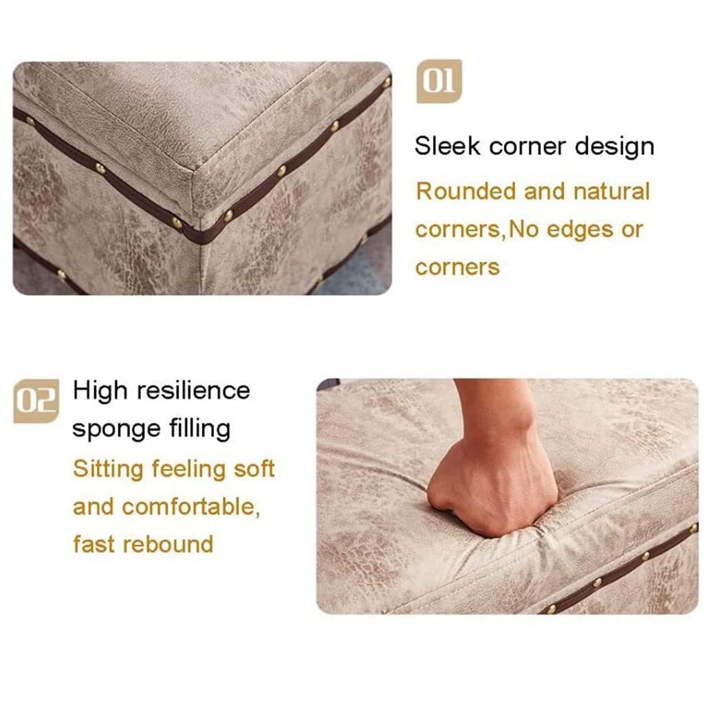 Taburete de almacenamiento de tela para zapatos, cambiador rectangular con marco de madera maciza, caja de almacenamiento multifuncional para el hogar, gran capacidad, diseño versátil