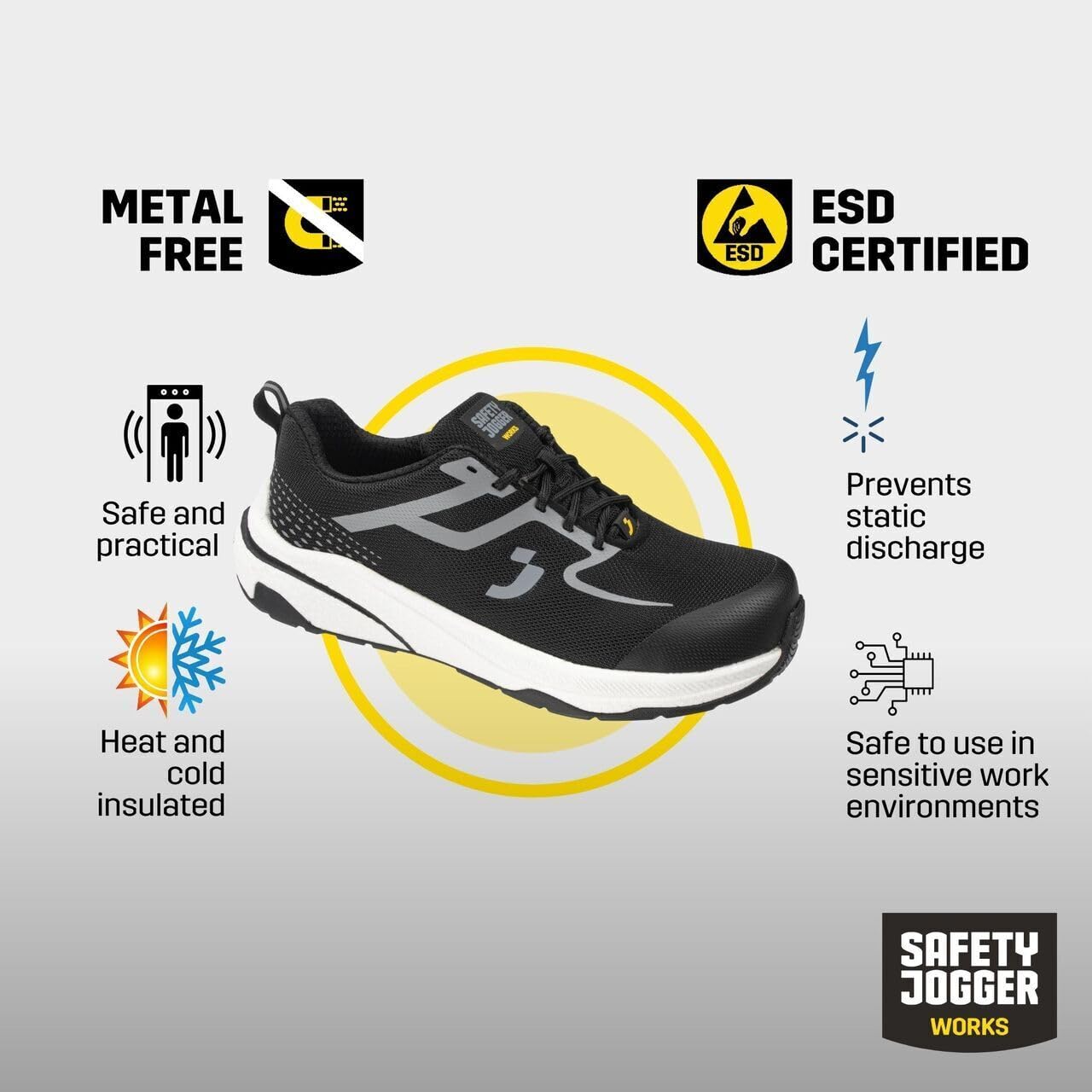 SAFETY JOGGER Freedom S1PS Low buty ochronne, uniseks, bez metalu, ESD S1 PS