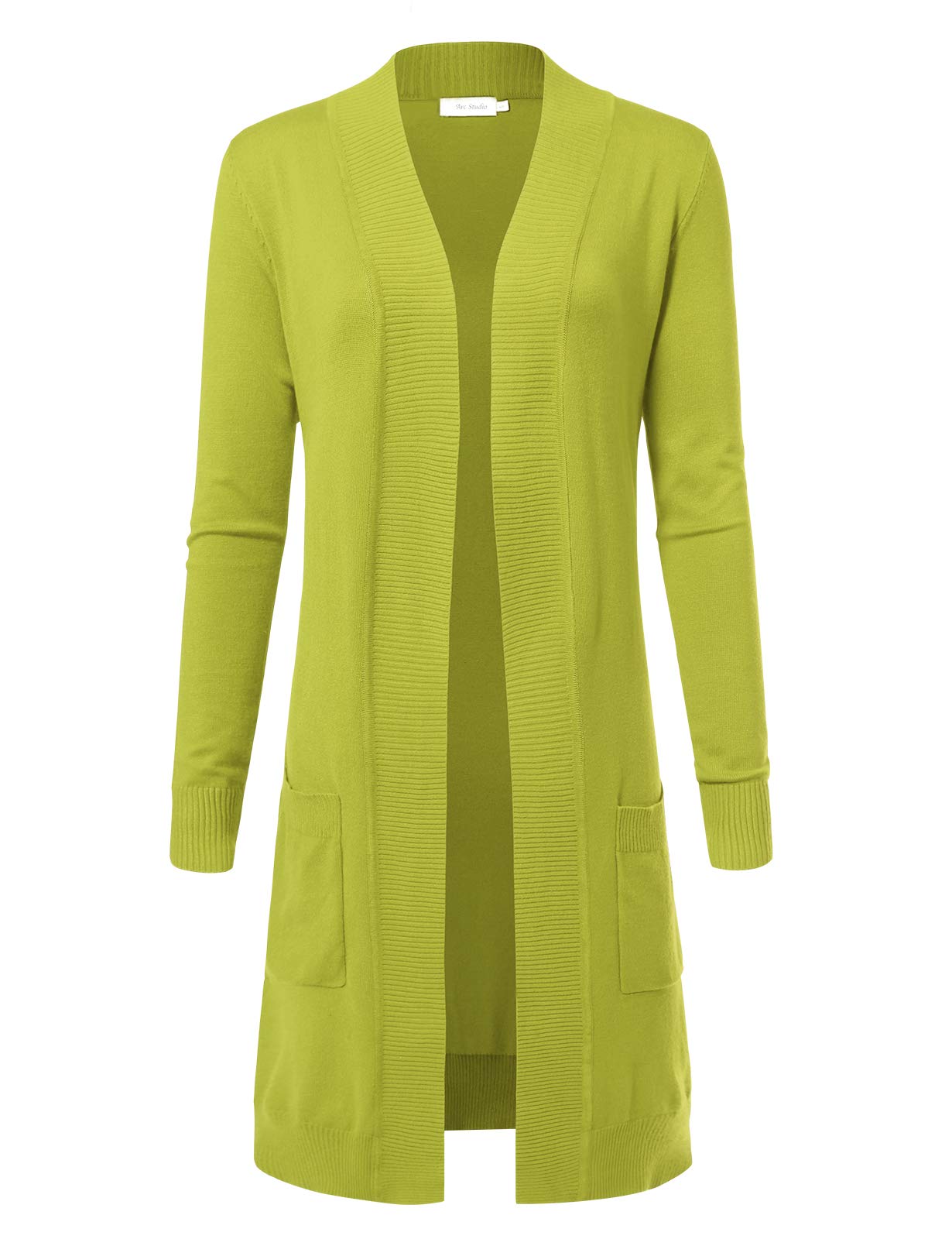 Women's Solid Soft Stretch Longline Long Sleeve Open Front Cardigan