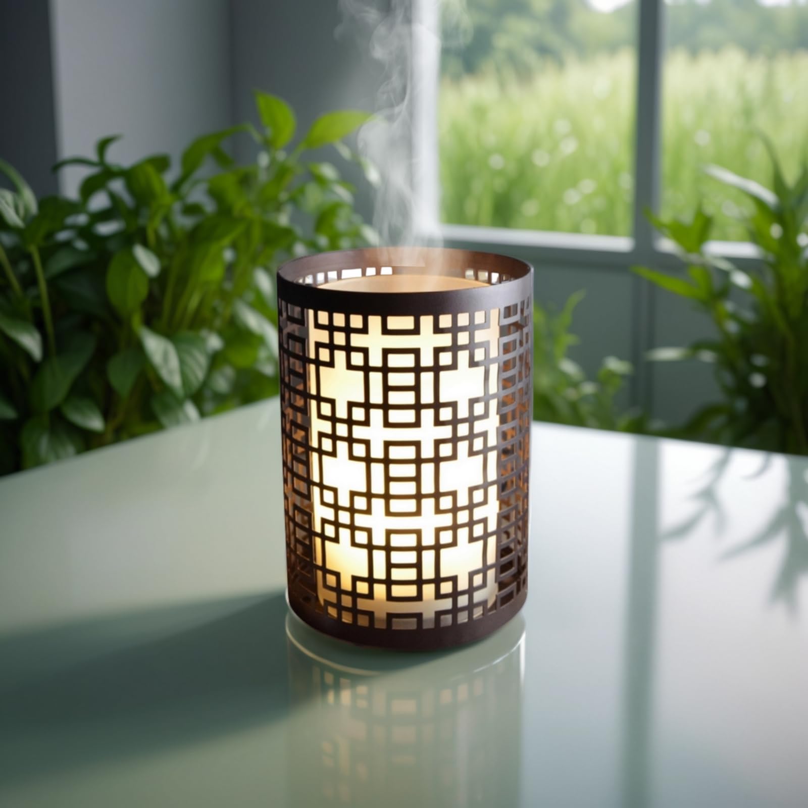 Zen’Arôme Diffuseur d’Huile Essentielle Vela – Diffuseur Ultrasonique Aromathérapie à Froid - Diffuseur Électrique Parfum Maison avec Télécommande - Éclairage LED Effet Bougie – en Métal et Verre