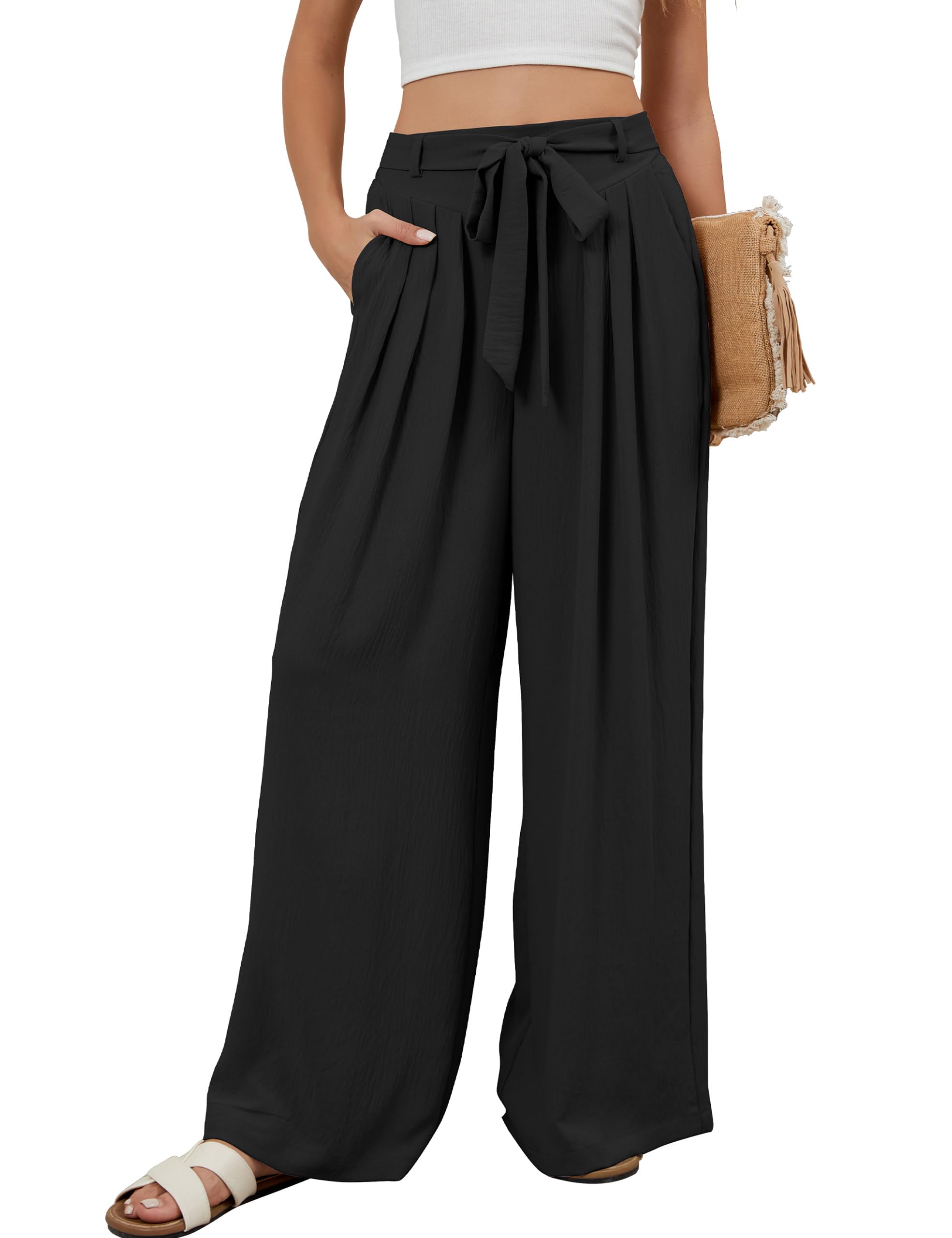 BMJL Womens Flowy Palazzo Pants High Waisted Wide Leg Trousers Summer Beach Vacation Outfit 2025