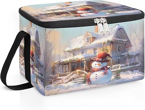Miniatura 2 de Modern Christmas Snowman Design Insulated Lunch Bag Women Reusable Lunch Tote Square Meal Bag for Adults Men Cooler Lunch Box for Work Travel Picnic