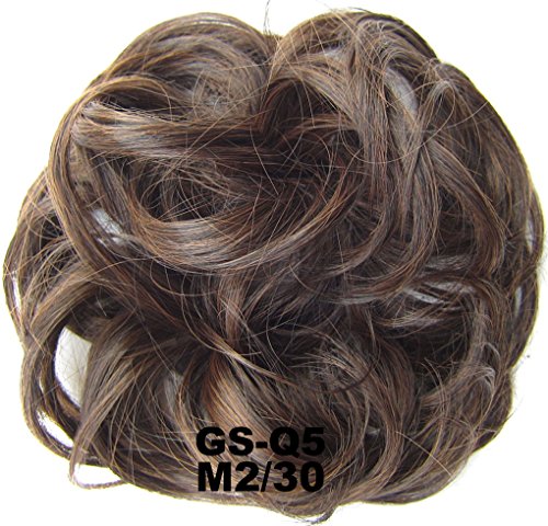 Miss Elegant Hair Bun Extensions Wavy Curly Messy Hair Extensions Donut Hair Chignons Hair Piece Wig Hairpiece Donut Updo Ponytail ?Brown/Light brown?