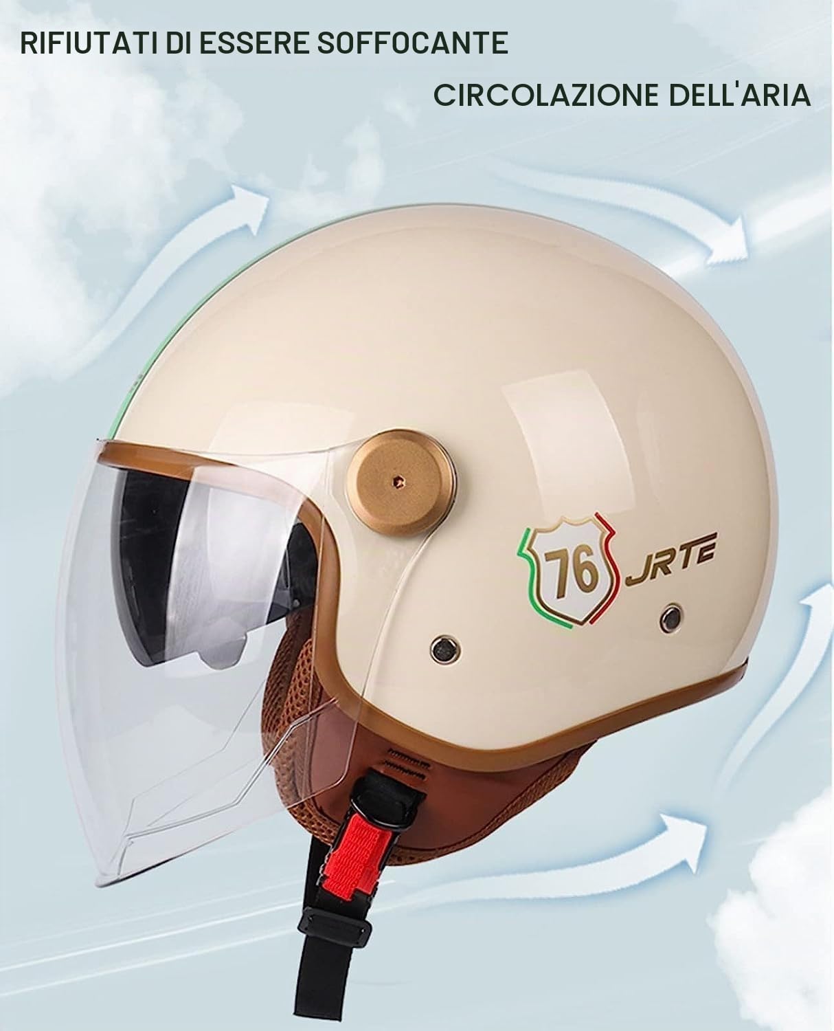 Casco Aperto Con Visiera Parasole, Omologato ECE Mezzo Casco Moto Doppia Visiera Casco Moto Ciclomotore Cruiser Bobber E Chopper Per Uomo E Donna Approvato DOT/ECE