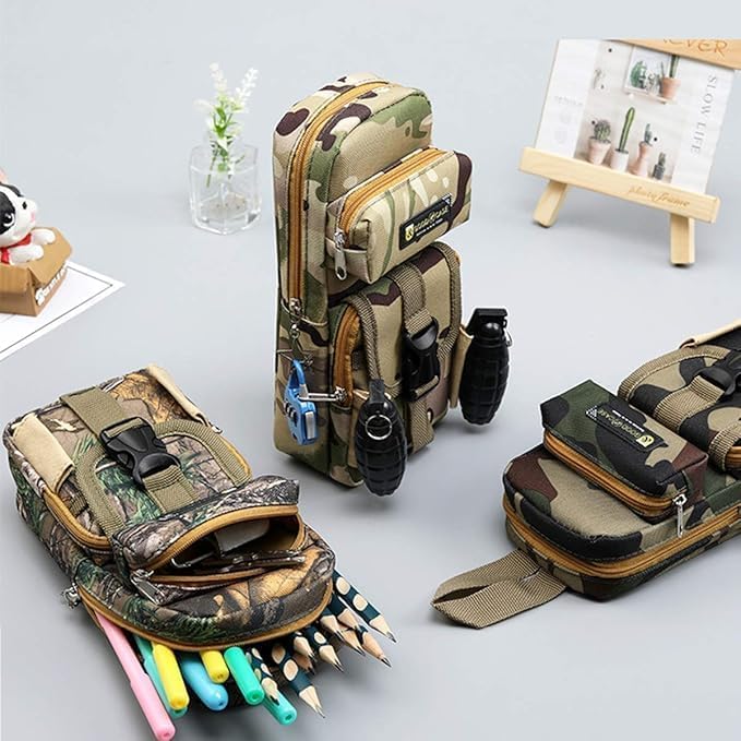 Image of Invite Enterprise Pencil Case Large Portable Creative School Waterproof Camouflage Pencil Case Multiple Pockets Student Boys School