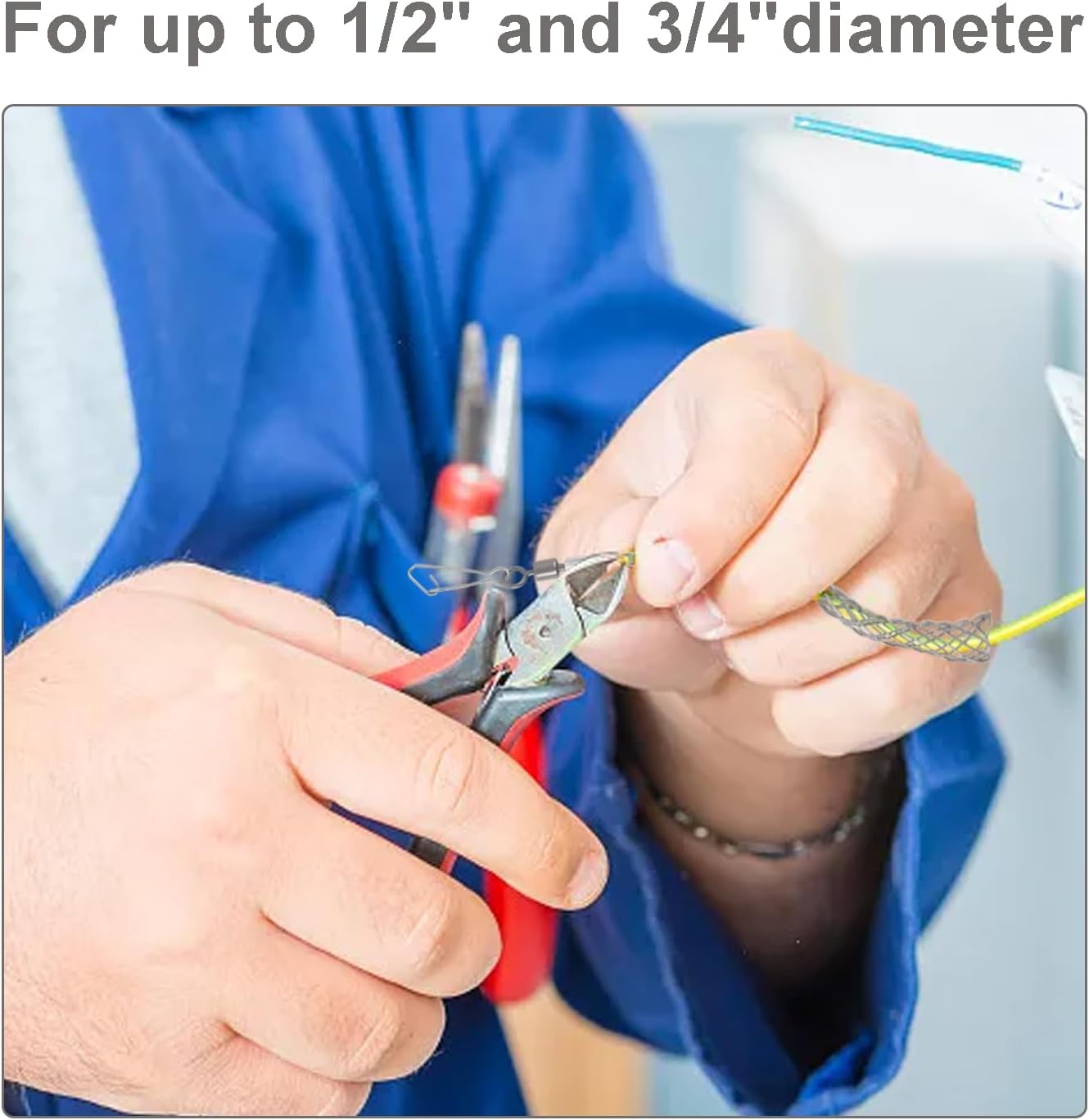 2 Pcs 1/2 In Wire Pulling Grip Mesh Cable Puller Socks Wire Pulling Tools for Electrical Pulling Grips