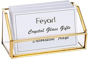 Feyarl Gold Glass Business Card Holder - Desk Organizers for Women