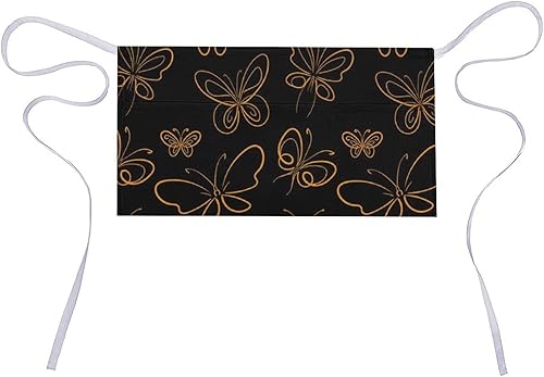 MZERSE Delantales de camarera con 3 bolsillos, delantales de cintura para mujeres y hombres, medio delantal