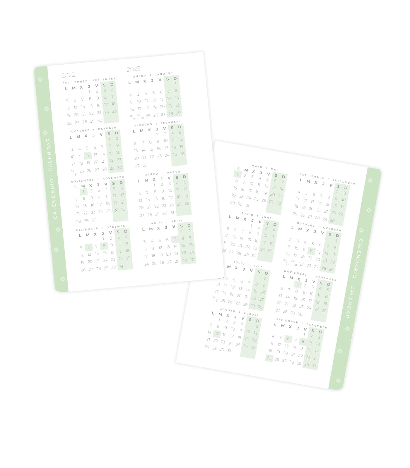 Takenote Calendar 2022 2023 - September to August - Dafne - Day Page - A5-15 x 20 cm - Wire-o Binding - Spanish - English - Takenote - Image 3