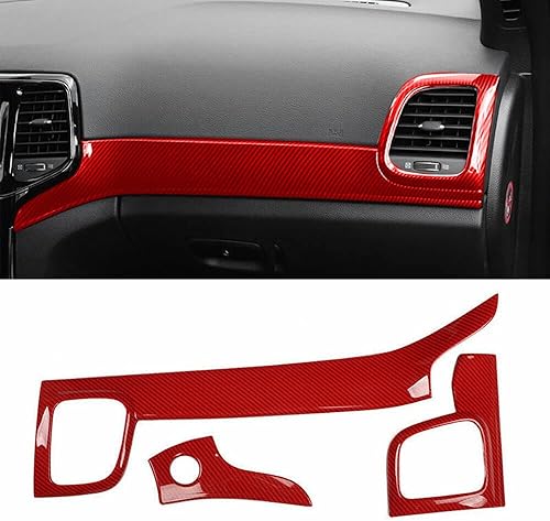Miniatura 7 de YOCTM Paquete de 4 fundas de fibra de carbono roja para Jeep Grand Cherokee 2014 2015 2016 2017 2018 2019 2020 2021 Accesorios interiores