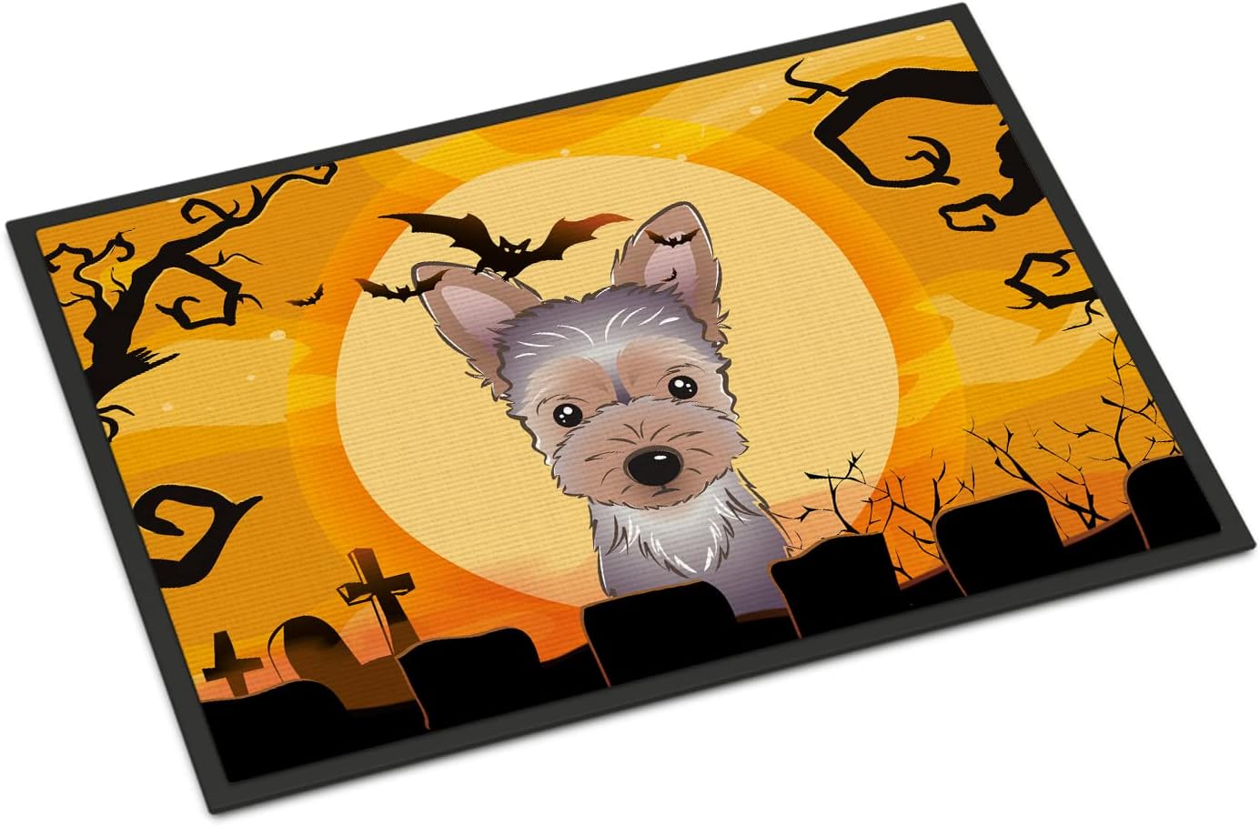 Caroline's Treasures BB1790JMAT Halloween Yorkie Puppy Doormat 24x36 Front Door Mat Indoor Outdoor Rugs for Entryway, Non Slip Washable Low Pile, 24H X 36W