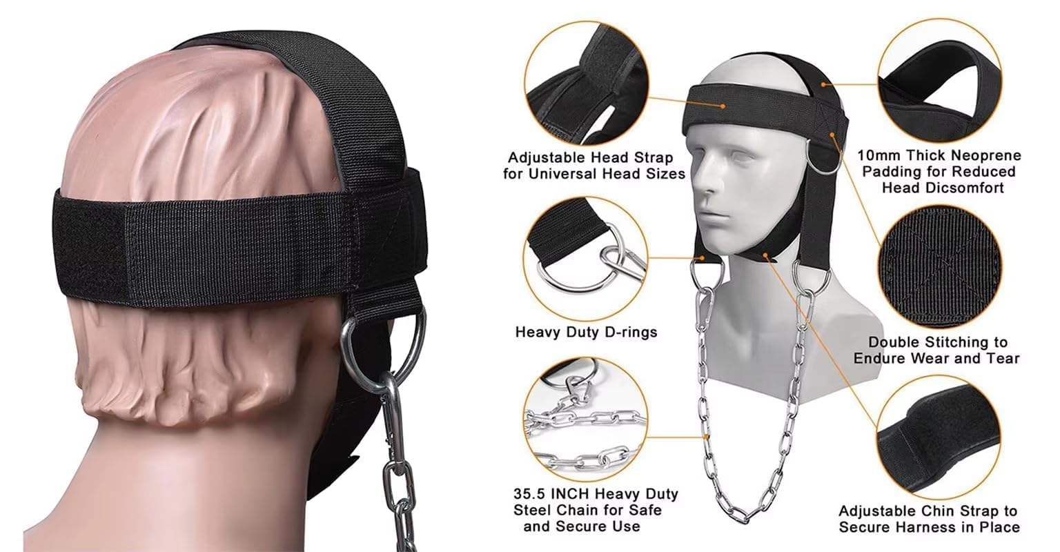 Harnais De Cou Yes4All – Néoprène, Mousqueton Chromé, Pour Musculation Et Sports De Combat