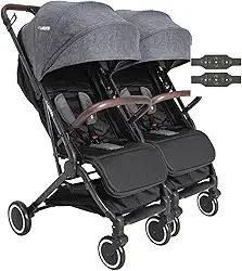 Carrinho para Gemeos Duplo Compacto Kiddo Sprint II Grafite