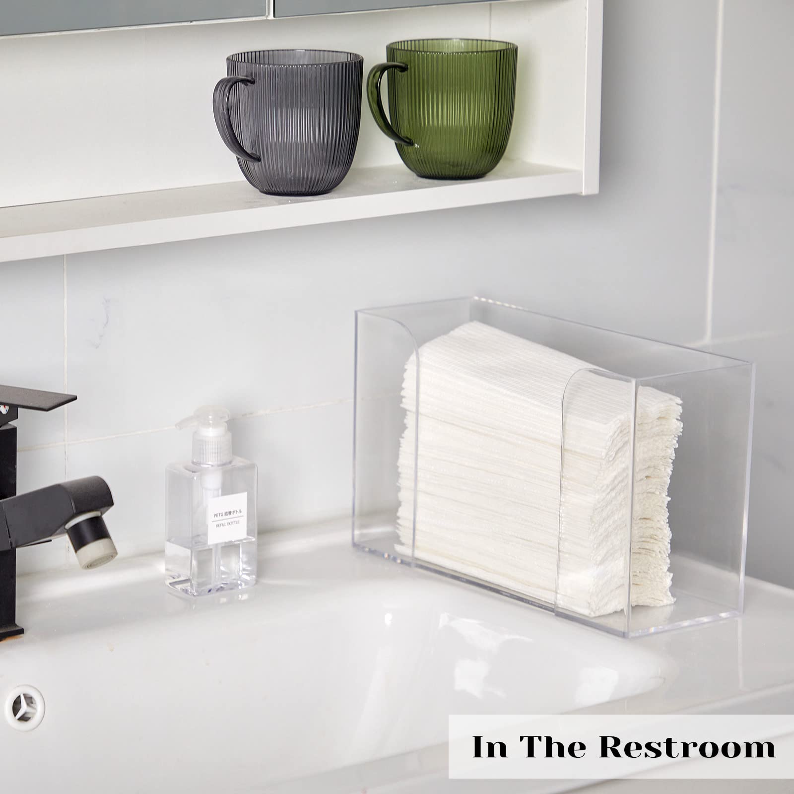 2 Pcs Acrylic Paper Towel Dispenser Countertop, 11.4''W x 4.2''D x 6.7''H, Folded Clear Guest Napkin Dispenser Acrylic Napkin Holder for Z-fold C-fold Multi-fold Paper Towels (2 Pcs)