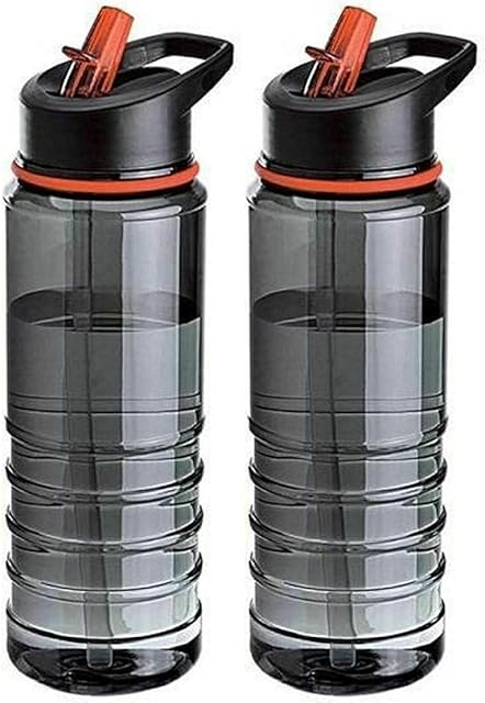 SHINE Pack of 2 sports hydration water bottles with coloured lids and flip straws - Hydration Water Bottle Cycling Hiking