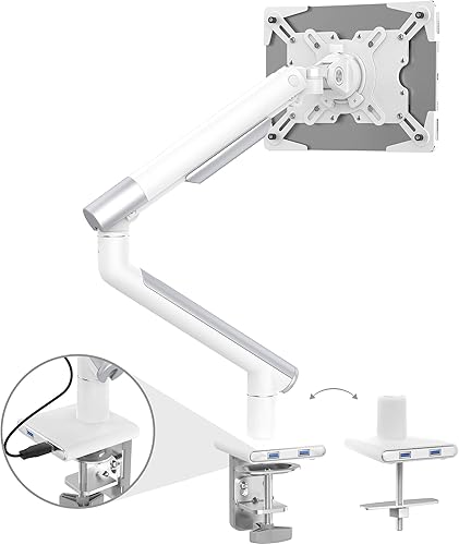 Miniatura 9 de CTA Digital Soporte de brazo blanco para tabletas para sujetar a escritorios con protección bloqueable para iPad 11 (A16) - Pro 11 pulgadas M4 - Air