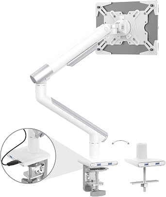CTA Digital Tablet Arm Clamp Mount for Desks with Anti-Theft Security for iPad 10.2 Series - iPad Air 3 - & iPad Pro 10.5 - White PAD-SSMAE