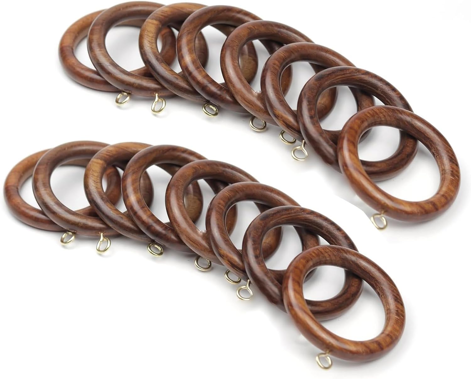 Handmade Wooden Drapery Curtain Rod Rings for 1 inch Rod Pole (Inner Dia 1.75, Outer Dia 2.5 Inch) Brown, Natural Sheesham Wood (24, 1.75 INCH Inner Dia)