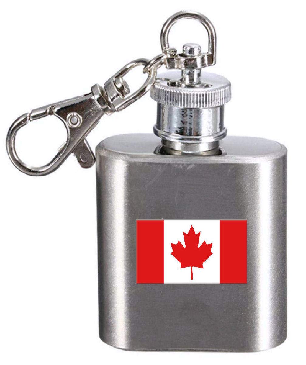 Flasque porte-clés gravé drapeau Canada petit flacon de poche métal