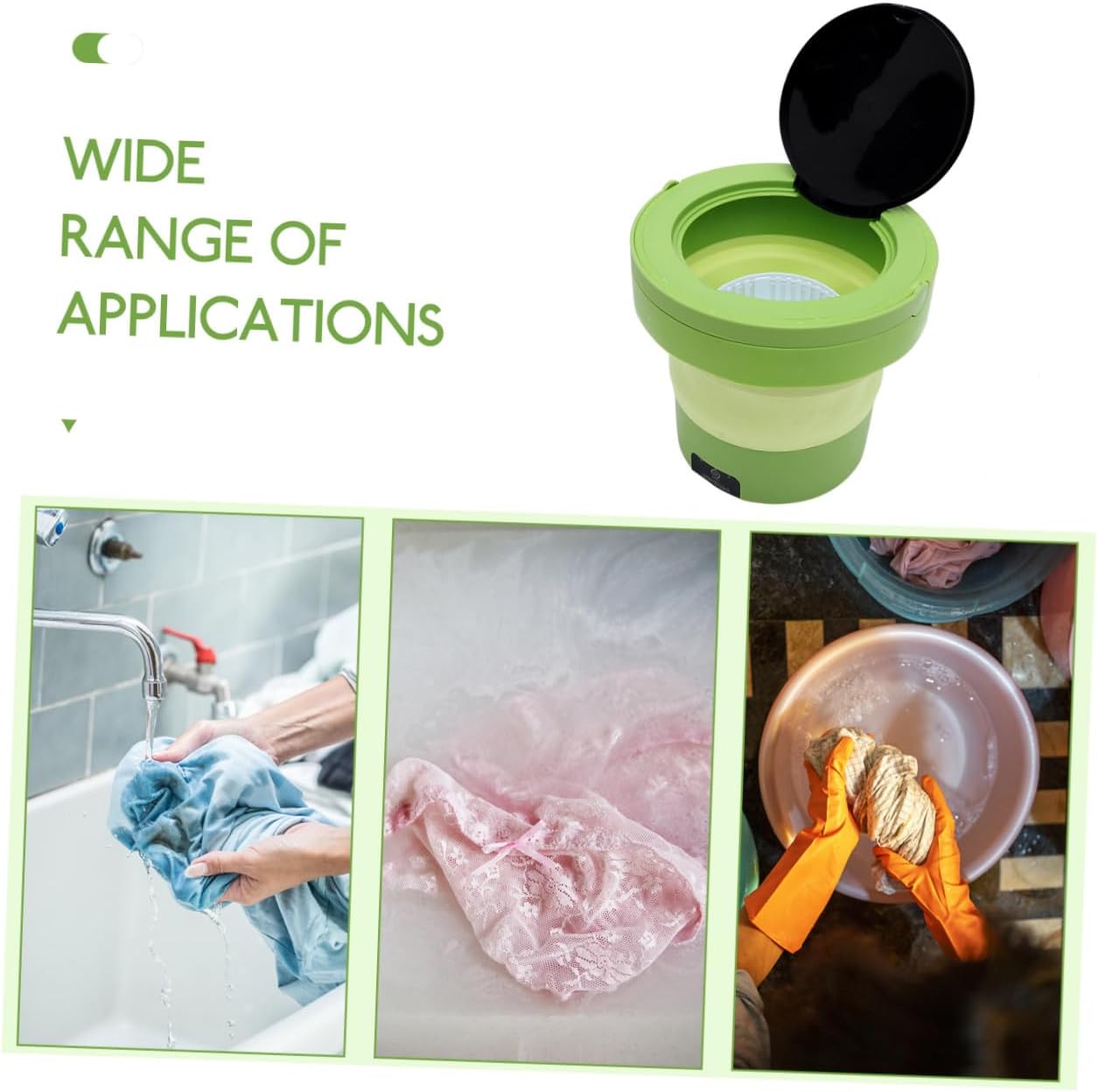Portable Mini Washing Machine 6L Foldable Washer with Spin Dryer Function, Grass Green Compact Portable Washer for Travel, Dorm, Apartment with US Plug Ac110V