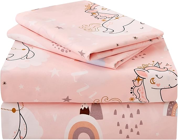 JSD Pink Unicorn Rainbow Kids Twin Sheet Set Review: A Dreamy Bedroom Upgrade for Your Little One