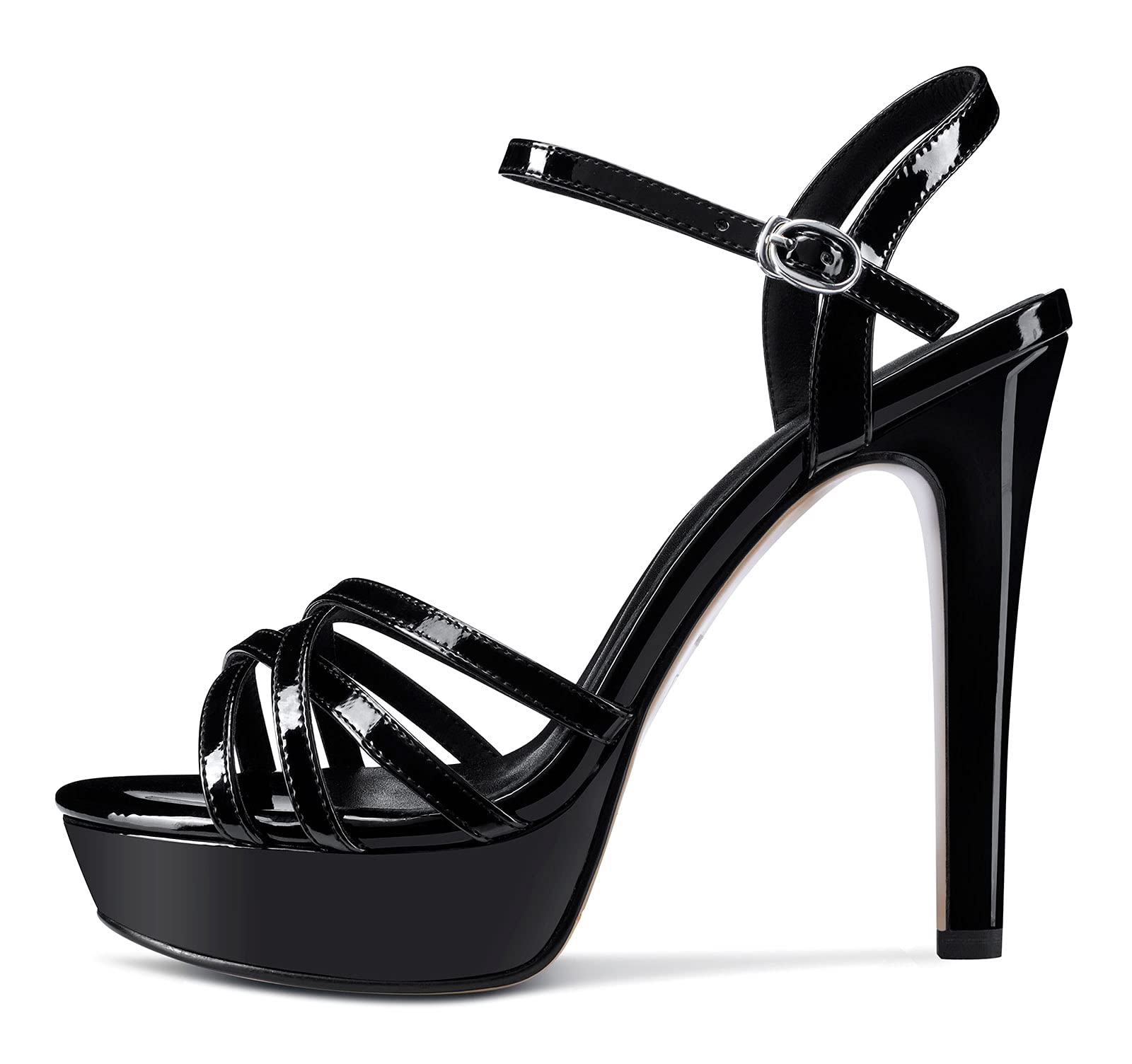 NobleOnly Donna Sandali Plateau Cinturino alla Caviglia Fibbia Slingback Tacco a Spillo 13CM High Heels