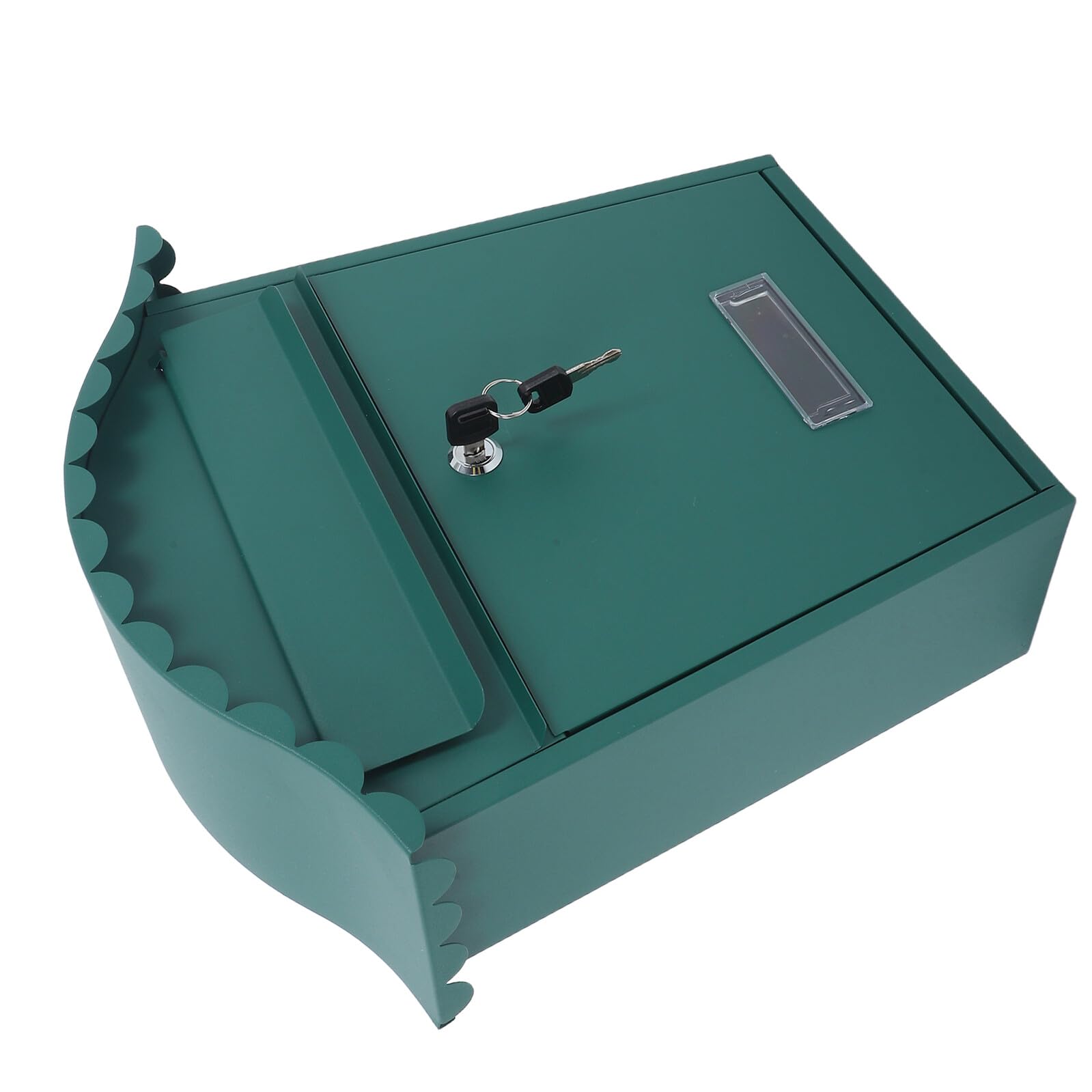 Wandbriefkasten Metall Grün Abschließbar Wetterfest 36,8x35,8x13,5cm Außenbereich mit Schlüsselschloss für Haus Garten
