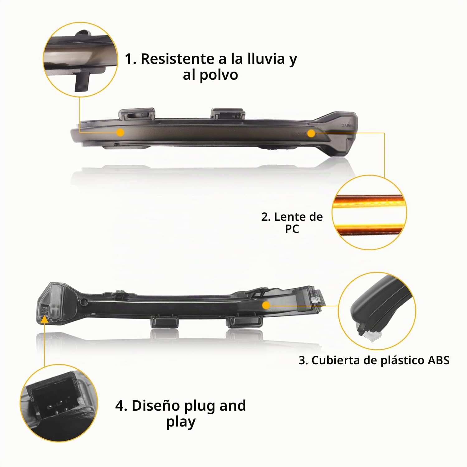 Kit de Luces Intermitentes Dinámicas Compatible con Volkswagen Golf 7 Facelift Golf 7 R-line Golf 7.5 Golf Sportsvan Golf Sportsvan VW Touran L II LED Intermitente Black Edition, 2 Lámparas
