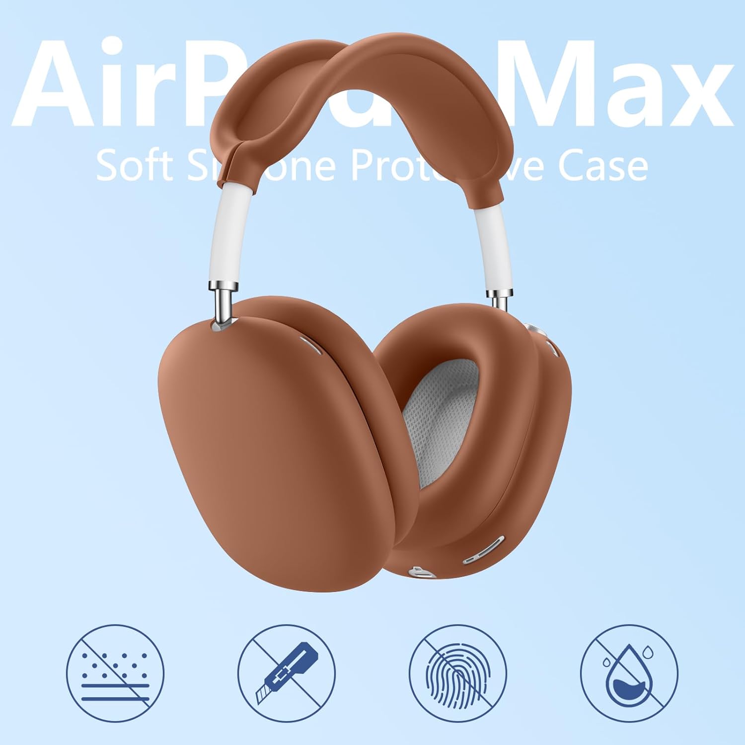 [4 in 1] Silicone Case Cover for AirPods Max USB-C (2024), Anti-Scratch Sweat-Proof Ear Pad Case Cover/Ear Cups Cover/Headband Cover Accessories Silicone Protector for AirPods Max Headphones (Dune) - Image 2