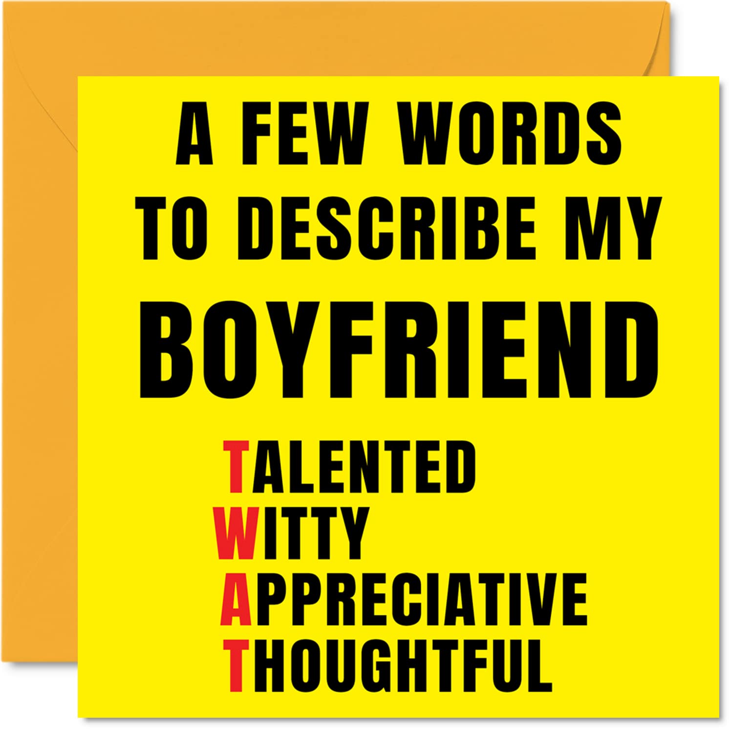 Rude Birthday Cards for Boyfriend - Few Words Describe Tw*t - Joke Happy Birthday Card for Boyfriend from Girlfriend Partner, Banter Gifts, 145mm Offensive Anniversary Greeting Cards